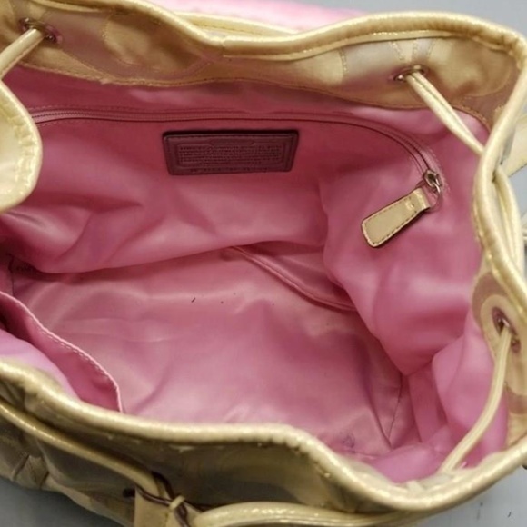 Coach Poppy Signature Sateen Lurex Backpack / Authentic - Picture 4 of 4